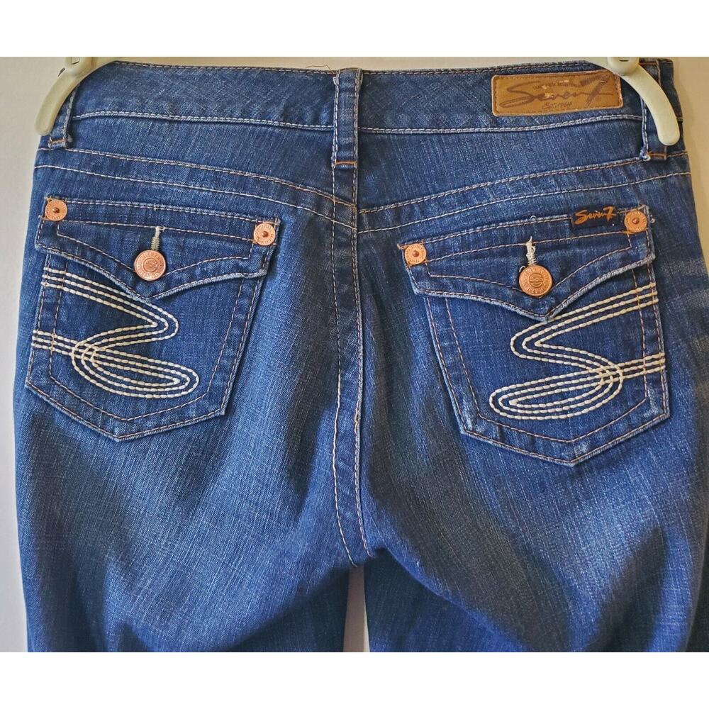 Seven 7 Jeans Hi Rise Flare Jeans Size 8 Flap Pocket Copper Hardware